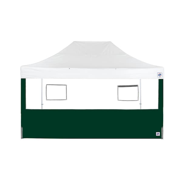 TAA Compliant Food Booth Sidewall with 2 Serving Windows, 15' W x 15' H, Forest Green
